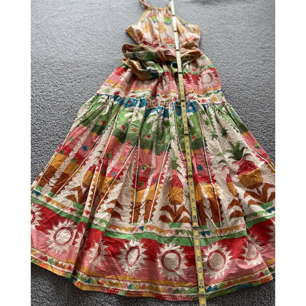 Anthropologie Farm Rio Maxi Dress Boho Vacay Pineapple Halter Preppy Sz M NWT - Picture 9 of 14
